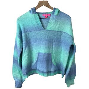 Lilly Pulitzer Womens XXS Blue Wool Blend‎ Long Sleeve Hooded Oversized Sweater